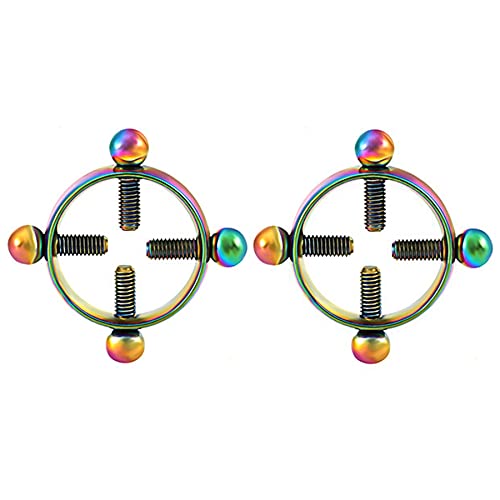 CRE-BILITY 1 Pair Multi-Functional Adjustable Surgical Steel Rings Shields Screw Body Piercing Circle Clamp (Multi Color)