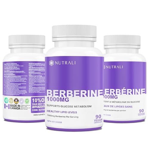 New Berberine MAXIMUM POTENCY 1000mg per Serving (2 capsules 500mg each) Supports Blood Sugar Levels, Healthy Lipid (Fat) and Glucose Metabolism. Non-GMO, Vegan, Gluten Free. 90 Easy to Swallow Capsules- 3 pack
