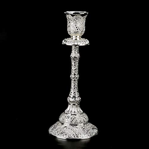 Castiçais banhados a prata, 2 castiçais elegantes e cônicos vintage de metal para castiçal de pilar