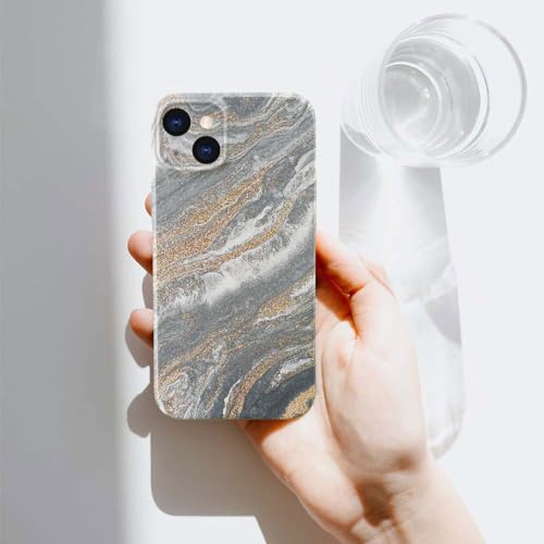Coque iPhone 15 marbre finitions dorées relief 3D premium
