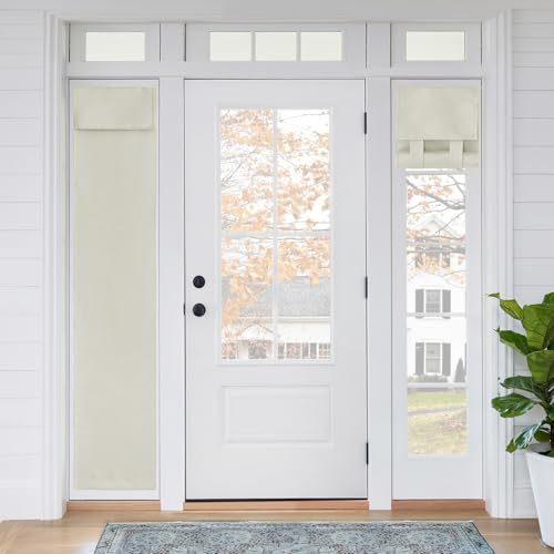 RYB Home Sidelight Door Curtain - Full Privacy Protect Thermal Insulated Glass Window Drapes for Patio Front French Door Living Room, W12 x L69 inch, 1 Panel, Light Beige