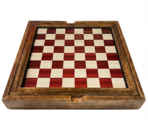 Schach & Ludo Spielbox (kleine Pferde) magnetisch aus Holz – 2 Spiele in 1 mit Aufbewahrung – 25 cm