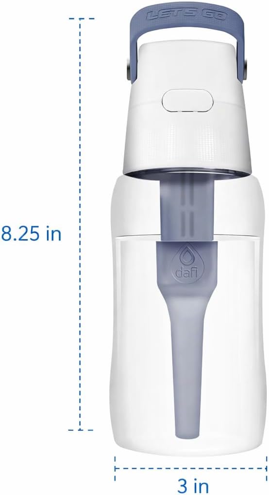 Dafi Filtered Water Bottle with Straw 17 oz - Sports Water Bottle Reusable with Carbon Filter for Gym, Travel, Daily Use - Leakproof, BPA-Free with Hypoallergenic Mouthpiece & Carrying Handle - Grey - Image 7