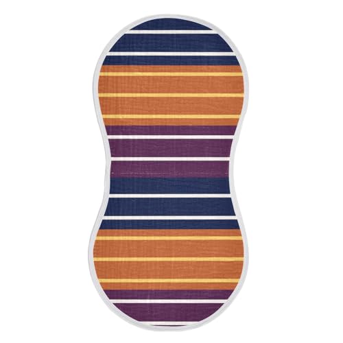 Navy Blue and Orange Striped Cotton Muslin Burp Cloth Soft Touch washcloth for Unisex Babies Set of 2, 22x11in2
