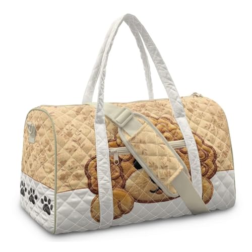 Gogavesne Poodle Overnight Bag with Pockets Paw Print Carry On Luggage Tote Bag for Women Airplanes Trendy Weekender Bag with Handle Cute Travel Duffel Bags