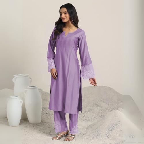 Image of SHIENZY Cotton Blend Kurta Set for Women