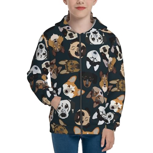 Dogs Kid Hoodies Boys Zip Up Sweatshirts Girls Pullover with Pocket3