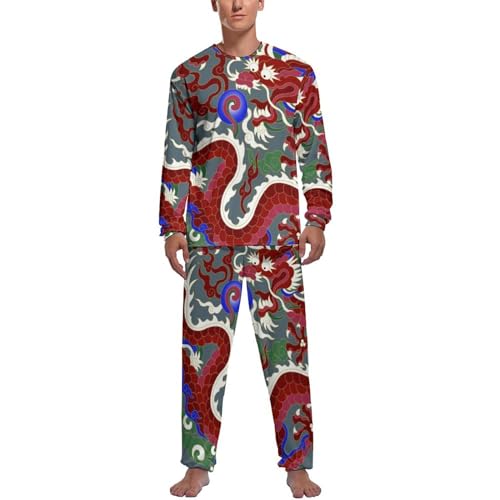 Ensemble de pyjama homme dragon chinois au design raffiné et finitions soignées de nuit