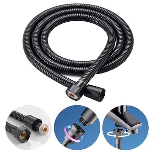Duschschlauch 1 5m Brauseschlauch Duschschläuche Shower Hose Verlängerung Duschkopf Schlauch Schwarz(G1/2)