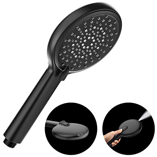 HONBOO Duschkopf mit Hochdruckdüse, Duschkopf Wassersparend mit 4 Strahlarten, Hochdruck Handbrause Großem, Universal Brausekopf Dusche mit Druckerhöhung, Schwarz