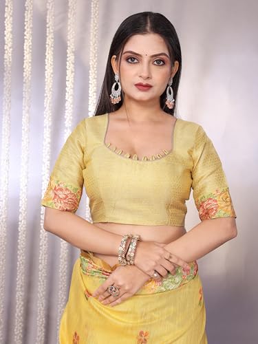 Image of SWORNOF Gold-Toned Woven Design Silk Zari Tissue Saree | Saree for Women | Soft and Skin Friendly