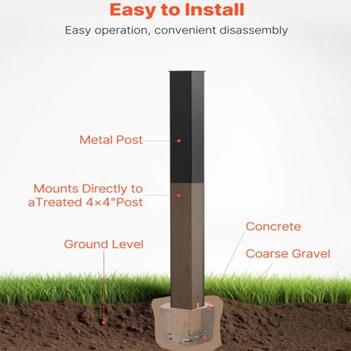 4x4 in Metal Outside Mailbox Post,curbside Mailbox Stand Accessories,Black In-Ground Mounting Post,for Use with Mailbox