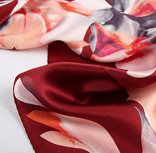 MEISEE 100% Mulberry Silk Long Scarf for Women Large Oblong Sunscreen Shawls Wraps Neck Headscarf Hair Wraps with Gift Packed (Yellow and black flowers)4