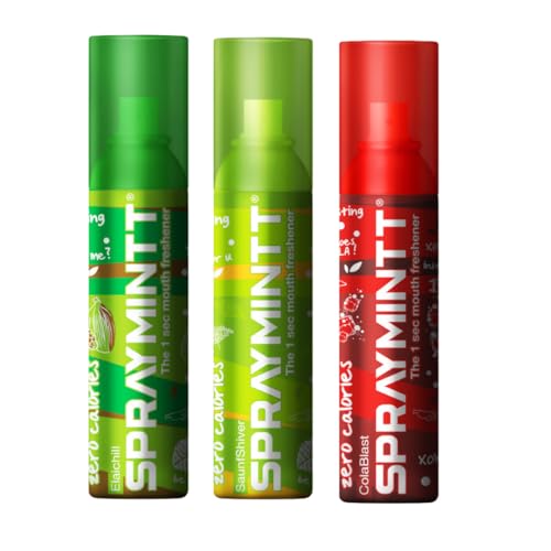 Spraymintt Mouth Freshener | Mukhwas | Breath Freshener | Oral Hygiene |175+ sprays of instant long lasting with Zero Calories Freshness | Elaichii flavour + Saunfshiver flavour + Colablast flavour | 15g - Pack of 3