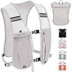 ERONGDIAN Lightweight Running Hydration Vest Backpack, 5L Grey | 3 Pocket Hydration Pack for Women Men, Adjustable Chest Strap, Reflective Running Vest for Hiking Trail Cycling Race Marathon