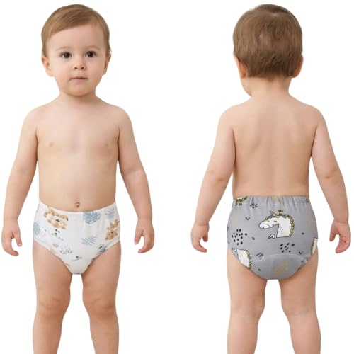 Image of Bembika Baby Training Pant Soft Cotton Reusable Potty Training Pants For Kids Leak-Resistant, Padded Underwear For Babies To Support Diaper Free Transition (L Size For 18-24 Months Pack Of 2)