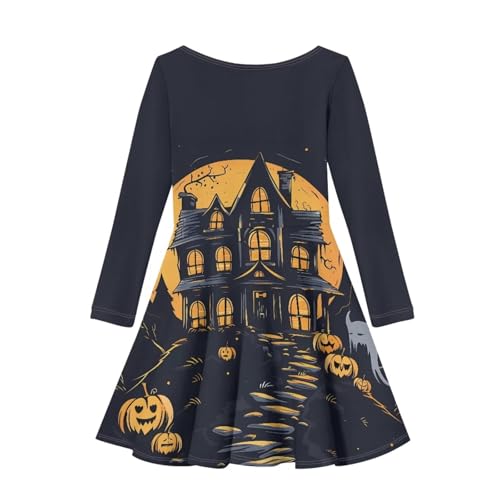 Girls Long Sleeve Dress Trendy Skater Dress for Little Girls Midi Dresses Twirly A-Line Ruffle Flowy Dress Gifts2
