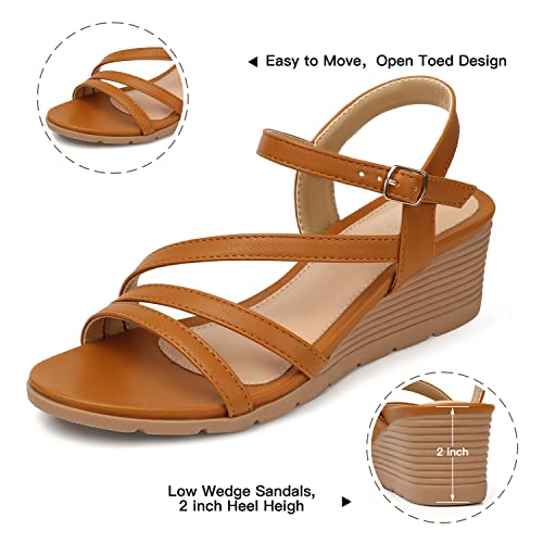Image of SHIBEVER Wedge Sandals for Women Dressy: Comfortable Low Heel Sandal | Open Toe Ankle Strap Strappy Womens Shoes with Cushioned Casual Walking for Wedding Work Office Travel in Summer