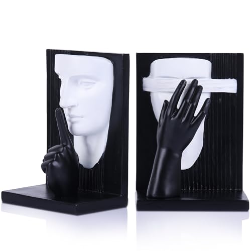oliruim Abstract Face Sculpture Bookends Set of 2 – Modern