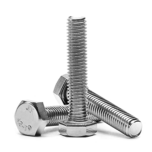Image of MroMax 5Pcs M8-1.25 x 40mm Hex Head Screws Bolts, 316 Stainless Steel | Fully Threaded, Marine Grade A4-316, Corrosion Resistant, Silver, for Machinery & Marine Hardware, Replacement Fasteners