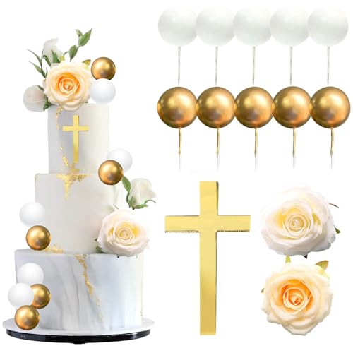 Décorations de Gâteau de Communion, 13 PCS Baptême Décoration de Gâteau, avec Cake Topper...