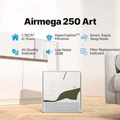 COWAY Air Purifiers for Home Large Room Up to 1,860 ft², Washable Pre-Filter and True HEPA Filter for Smoke, Allergies, Pet Dander, Odor, AQI, Smart & Rapid Mode, Timer, 3yr Warranty, 250ART(GB)