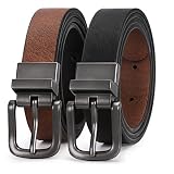 VONMELLI Boys Reversible Leather Belt School Uniform Casual Jeans Pant Black 78cm