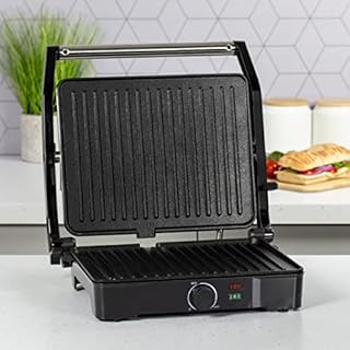 Quest 34359 2-in-1 Health Grill & Panini Press / Non-Stick Healthy Grilling / Adjustable Temperature Dial / 180° Floating Hinge / Overheat Protection / 2000W
