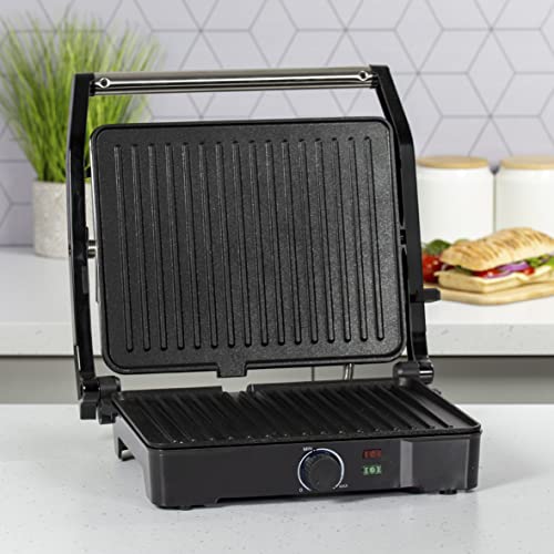 Quest 34359 2-in-1 Health Grill & Panini Press/Non-Stick Healthy Grilling/Adjustable Temperature Dial / 180° Floating Hinge/Overheat Protection / 2000W