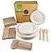 Vajilla desechable de 175 Piezas para 25 Personas. Vajilla ecológica de caña de azúcar. Incluye 50 Platos 75 cubiertos de madera y 50 servilletas.