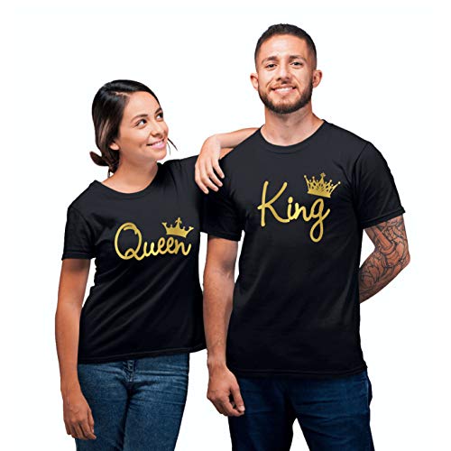 King Queen Fashion Crowns Gold Couple 