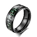mensring Couple Rings Black Gold Plated Green Cz Womens Wedding Ring 8mm Titanium Steel Mens Wedding Band (Please Buy 2 Rings for 1 Pair)