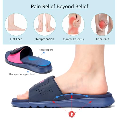 STQ Orthopedic Slides for Women Memory Foam Sandals Arch Support Slide Sandals with Adjustable Hook and Loop2