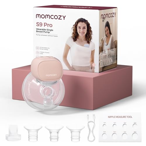 Momcozy S9 Pro Tire Lait Electrique Actualisé, Tire-lait Mains Libres Avec Batterie à Longue Durée et écran LED, Tire Lait Portable Avec 2 Modes et 9 Niveaux - 24mm (Rose, 1 Pack)