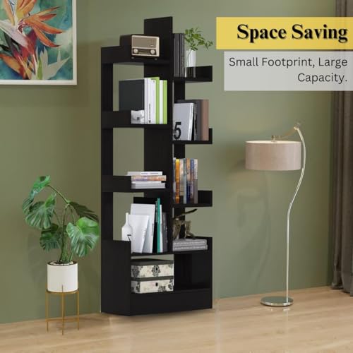 Image of Callas Adjustable Wood Desktop Storage Organizer Display Shelf Rack | Spice Rack | Counter Top Bookcase Book Shelf | Home Decor Display & Storage Rack Cabinet Unit | Parent (BR-12 Black)