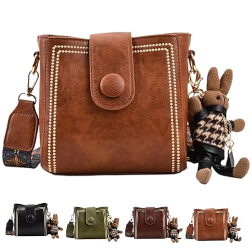 Bootara Bucket Bag, Bootara Women's Vintage Bunny Charm Bucket Bag, Spacious Travel Tote, with Cute Rabbit Pendant