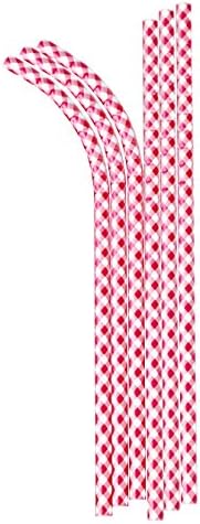 Aardvark Straws 61780122RET Paper Drinking Straws, Gingham (24 Count Pack)