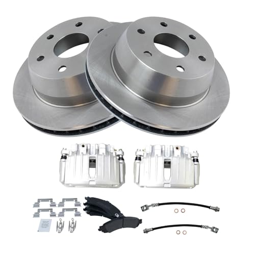 Image of TRQ Brake Pad & Rotor Kit Semi-Metallic Compatible with 02-06 Cadillac 00-06 Chevrolet GMC