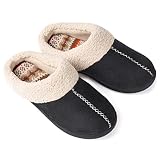 ULTRAIDEAS Women's Comfy Fleece Lined Slippers with Memory Foam (7-8, Black)