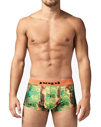 Papi Men's Fashion Microflex Brazilian Trunk - UMPA050 (Sunrise Multi Print, Medium)