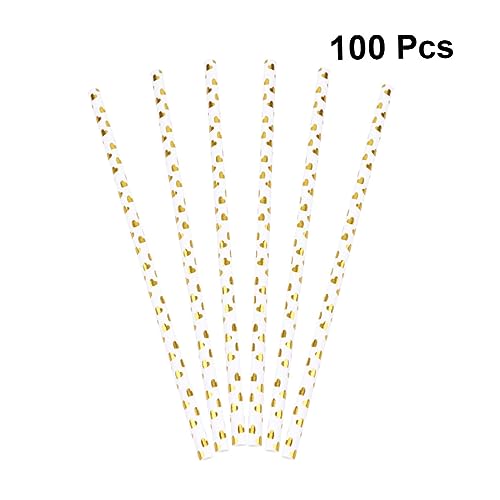 100 pitillos de papel con corazones dorados miniatura 3
