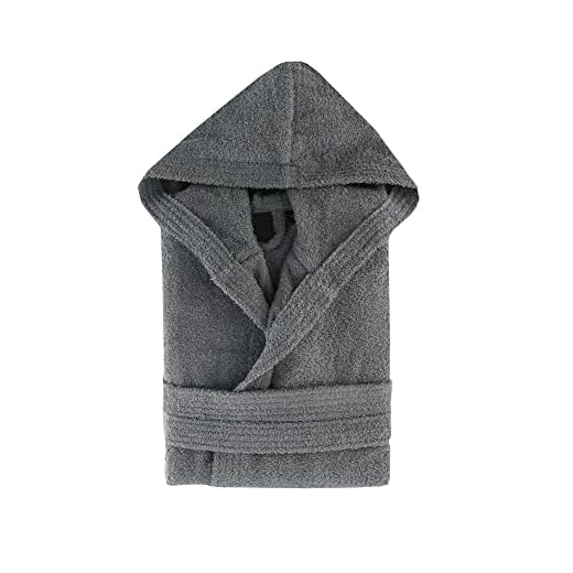 Top Towels - Albornoz Unisex - Albornoz de Ducha para Hombre o Mujer - Albornoz con Capucha - 100% Algodón-  500g/m2 - Albornoz de Rizo, Gris, L (2450753)