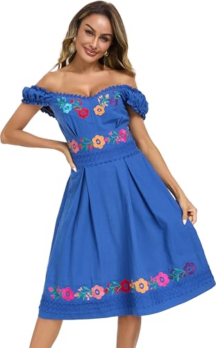 Image of Women's Mexican Dress Embroidered Causal Lace Party Dress