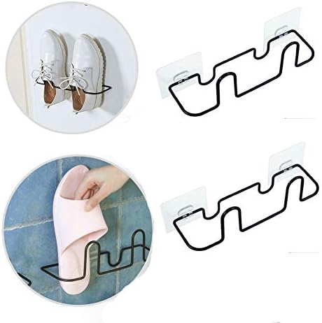 Echeer Wall Mounted Shoes Rack 2PCS, Metal Wall Mounted Shoes Organizer Hanging Strips Shoes Storage Holder Shoe Hangers