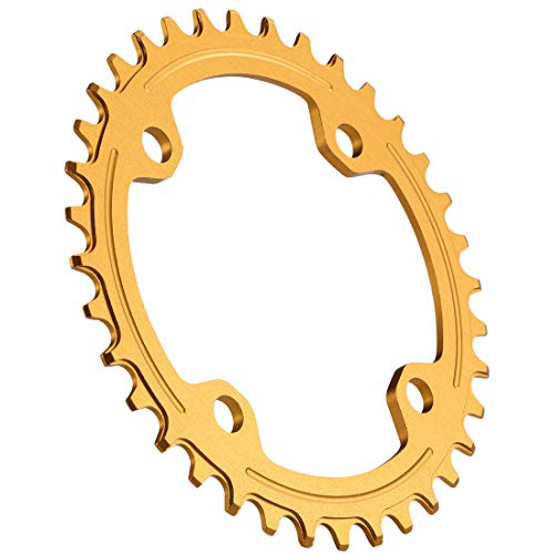 Dymoece Narrow Wide Bike Single Chainring 104Bcd 32T 34T 36T 38T For 9 10 11 Speed Round,Black/Red-Compatible With Most Of Shimano And Sram Cranksets #TOP2