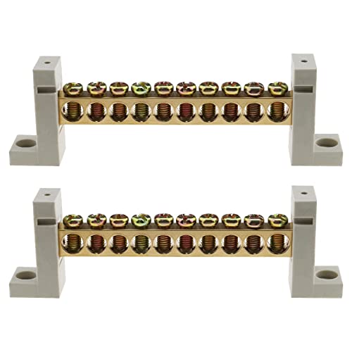 eMagTech 2pcs Blocs de Jonction à 10 Trous Bornier de Câblage Électrique Bloc de Connexion pour Application Zéro Ligne Commande Électrique Mécanique Électromécanique