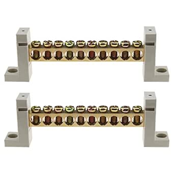 eMagTech 2PCS 10-Hole Terminal Barrier Blocks Electrical Wiring ...