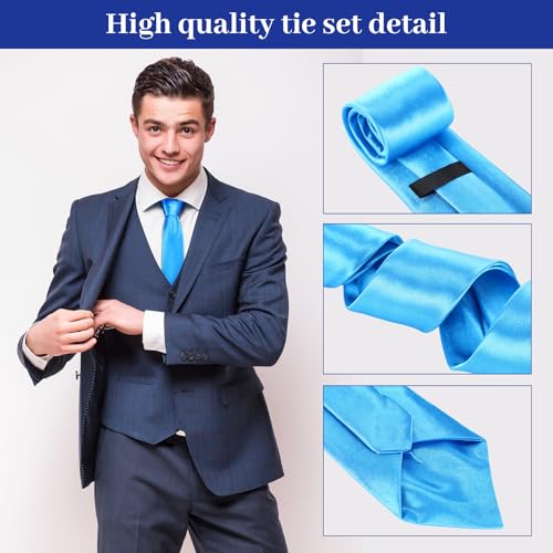 Image of Syhood 6 /12 /24 Pcs Men Ties Set Solid Satin Pure Color Business Formal Necktie Tie 57 inch for Men Occasion Wedding
