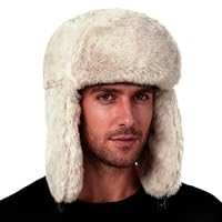 FakeFace Herren Damen Fliegermütze Warm Trappermütze Trapper Hut Wintermütze mit Ohrenklappen Winddicht Russische Mütze Fellmütze Skimütze Dicker Fleece Bombermütze Skimütze (Kunstpelz-Braun) – Ansicht 7