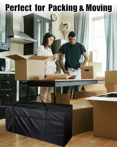 Aufbewahrungstasche Schutzhülle Gartenauflagen Aufbewahrungstasche Wasserdicht UV-Beständiges Schwerlast Reißfest Oxford Gewebe (Schwarz, 130 x 32 x 55 cm)